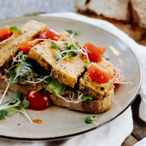 Stulle mit Champignon Tofu und Brotaufstrich - Tofu Nagel
