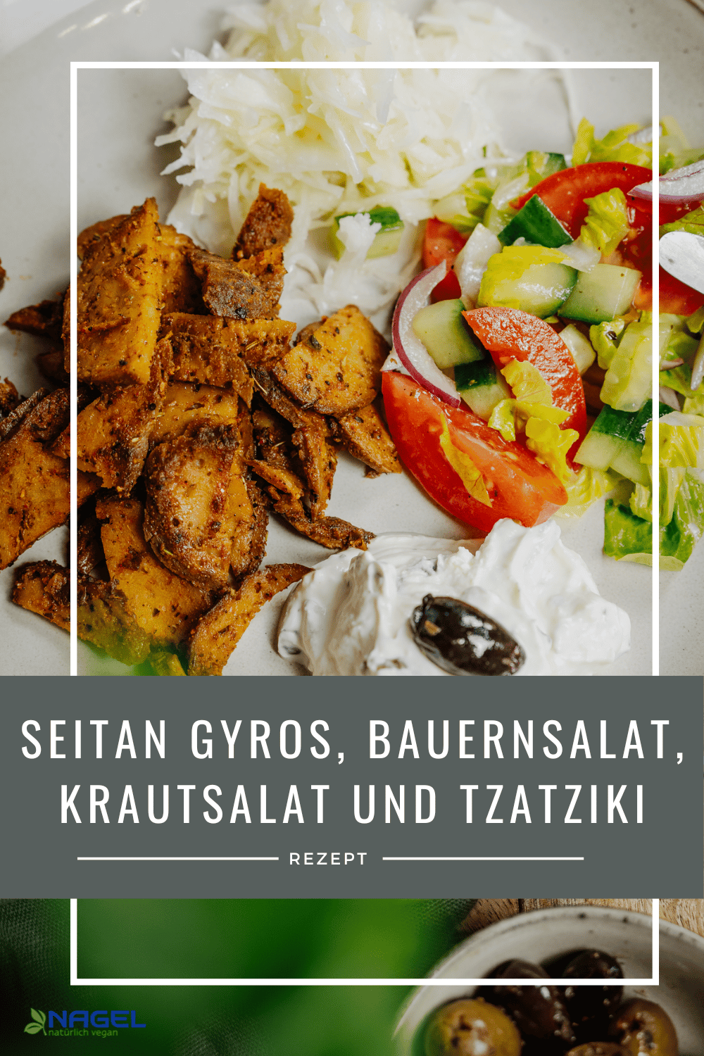 SeitanGyros, Bauernsalat, Krautsalat & Tzatziki Tofu Nagel