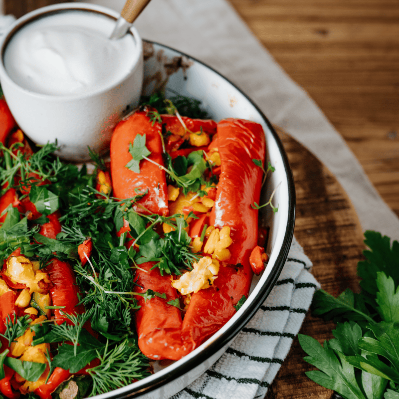 Gefüllte Spitzpaprika mit Tempeh - Tofu Nagel